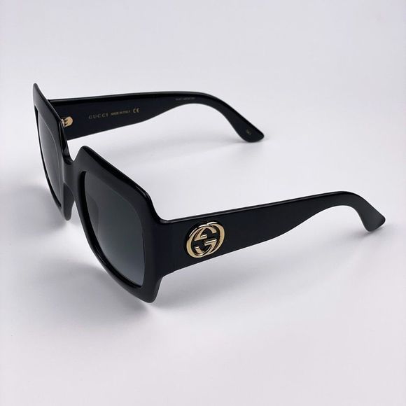 Gucci GG0053SN 001 Sunglasses Black Oversized Square Black Gray Unisex main image 11